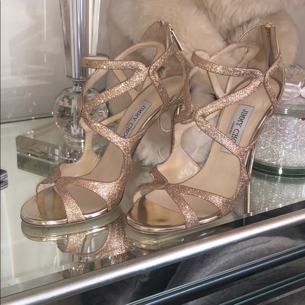 Jimmy Choo Gold heels size 381/2